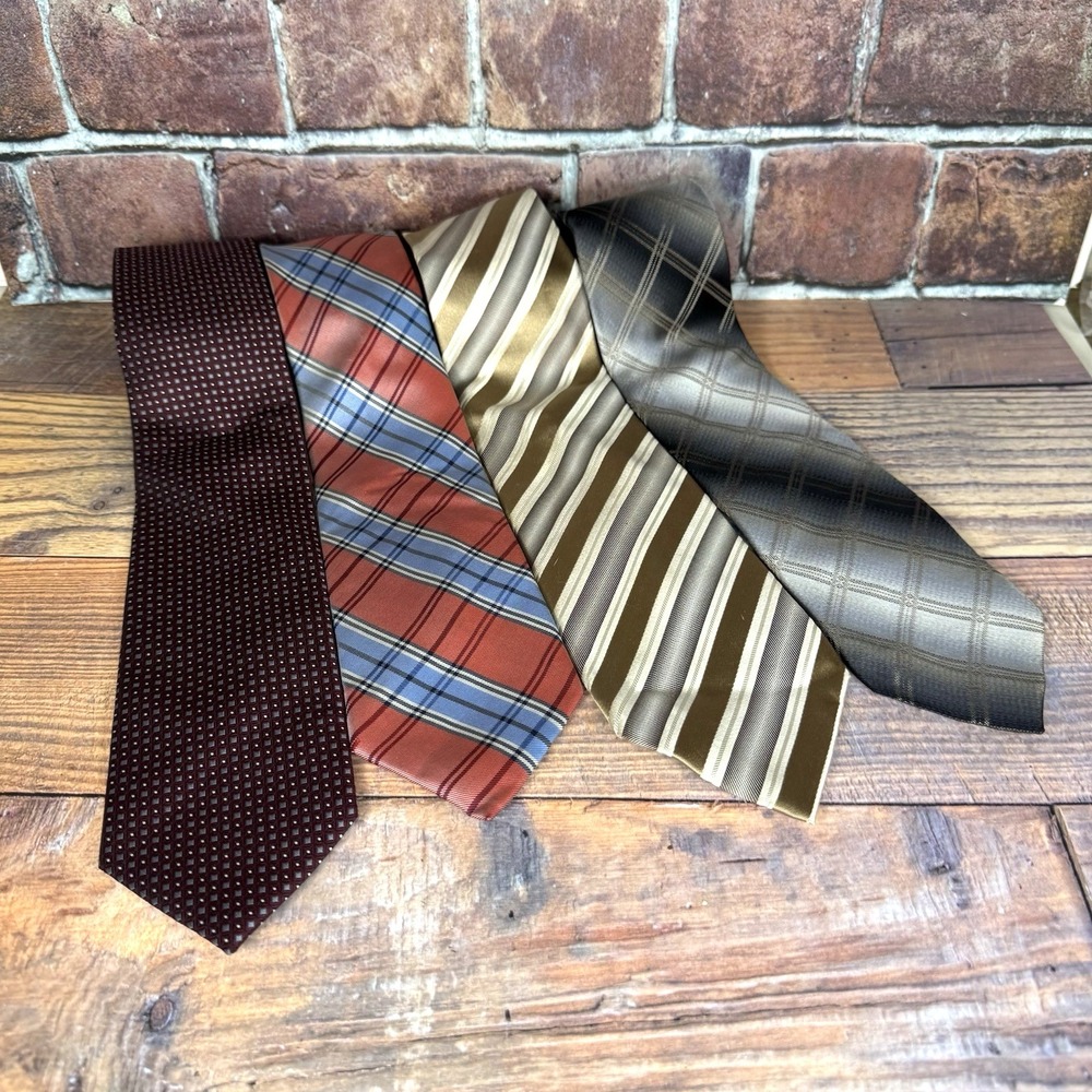 Vintage Men's Neck Tie Lot Classic Y2K 90s Dockers Izod Lot of 4 Silk/ Polyester